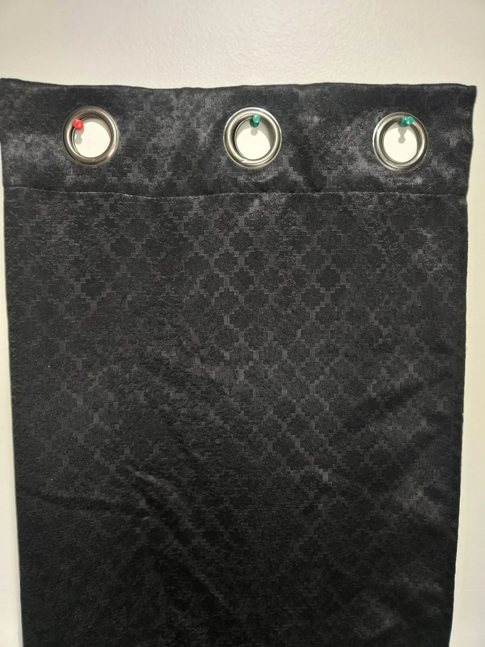 2 Black Textured Grommet Top Curtain Panels Polyester Light Filtering 48x71